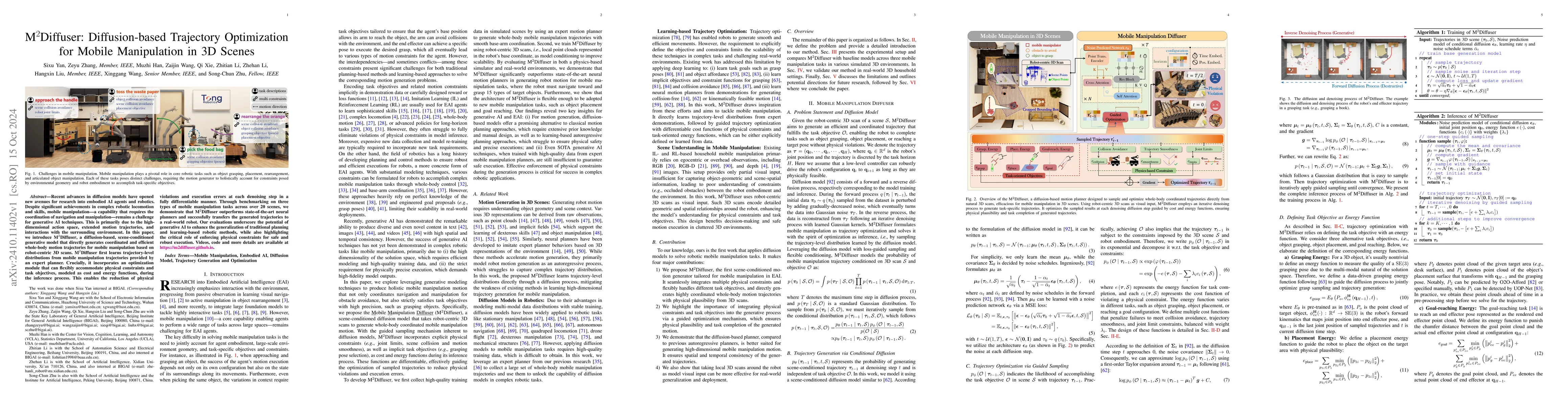 Thumbnail for M2Diffuser: Diffusion-based Trajectory Optimization for Mobile
  Manipulation in 3D Scenes