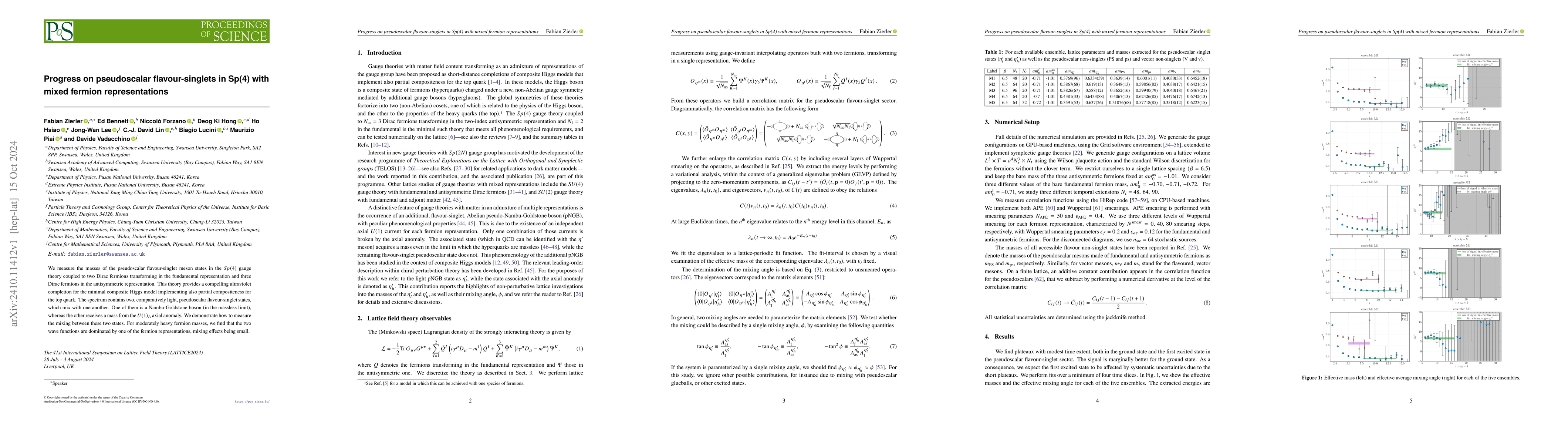 Thumbnail for Progress on pseudoscalar flavour-singlets in Sp(4) with mixed fermion
  representations