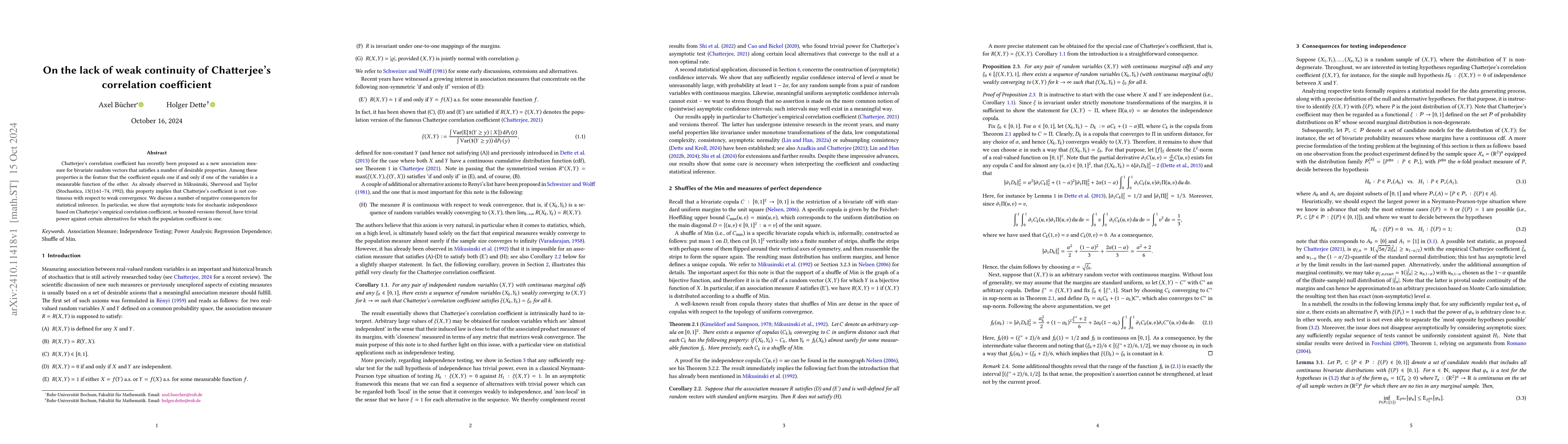 Thumbnail for On the lack of weak continuity of Chatterjee's correlation coefficient