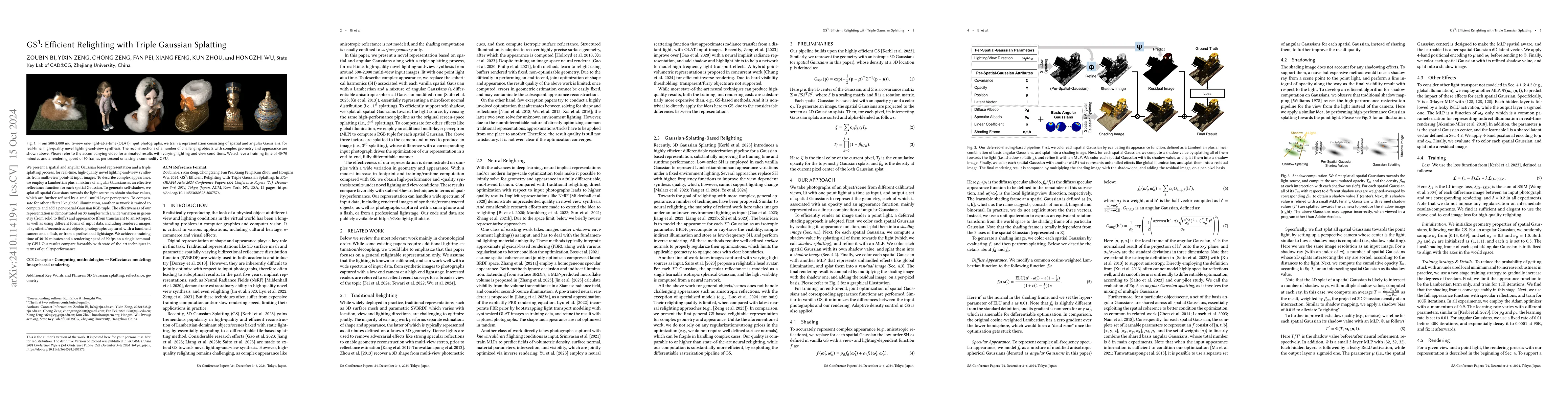 Thumbnail for GS^3: Efficient Relighting with Triple Gaussian Splatting