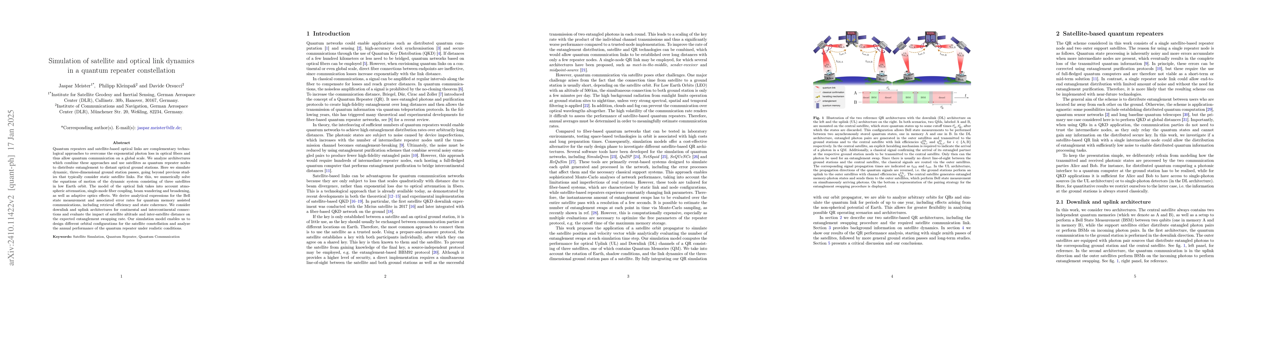 Thumbnail for Simulation of satellite and optical link dynamics in a quantum repeater
  constellation