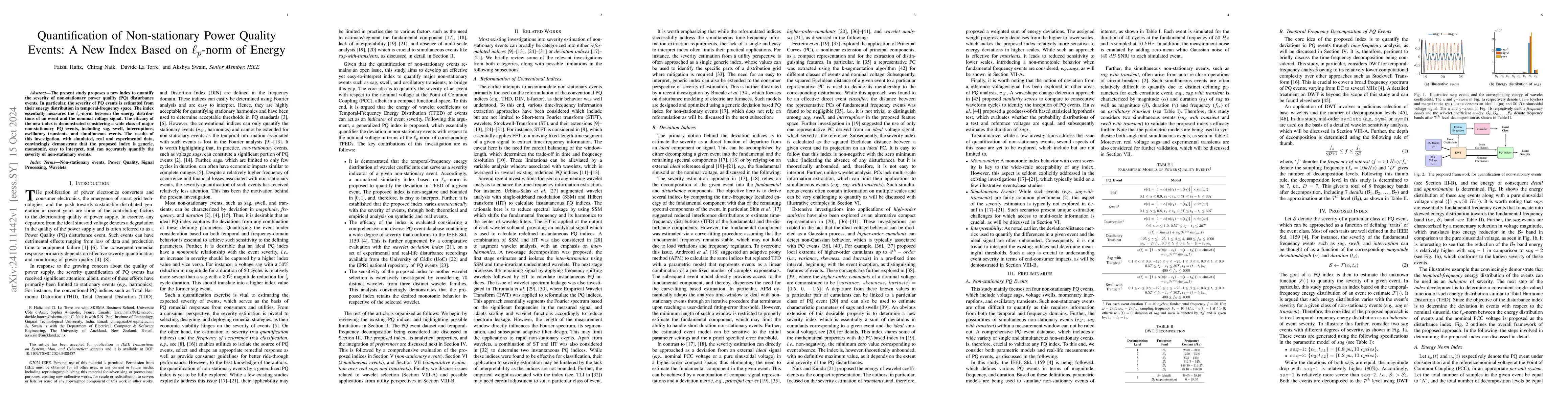 Thumbnail for Quantification of Non-stationary Power Quality Events: A New Index Based
  on $\ell_p$-norm of Energy
