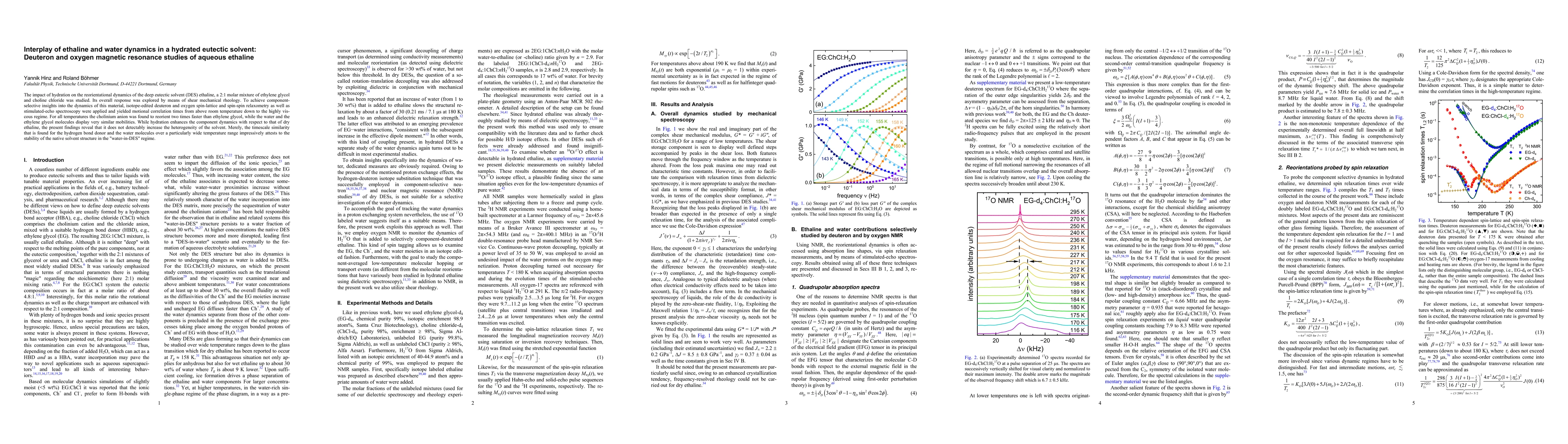 Thumbnail for Interplay of ethaline and water dynamics in a hydrated eutectic solvent:
  Deuteron and oxygen magnetic resonance studies of aqueous ethaline