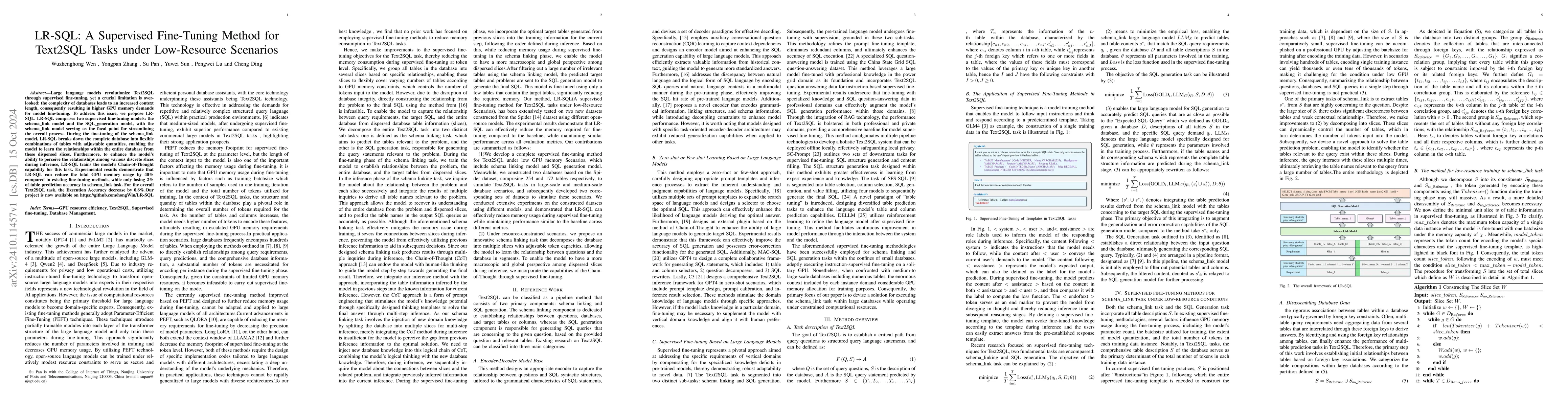 Thumbnail for LR-SQL: A Supervised Fine-Tuning Method for Text2SQL Tasks under
  Low-Resource Scenarios