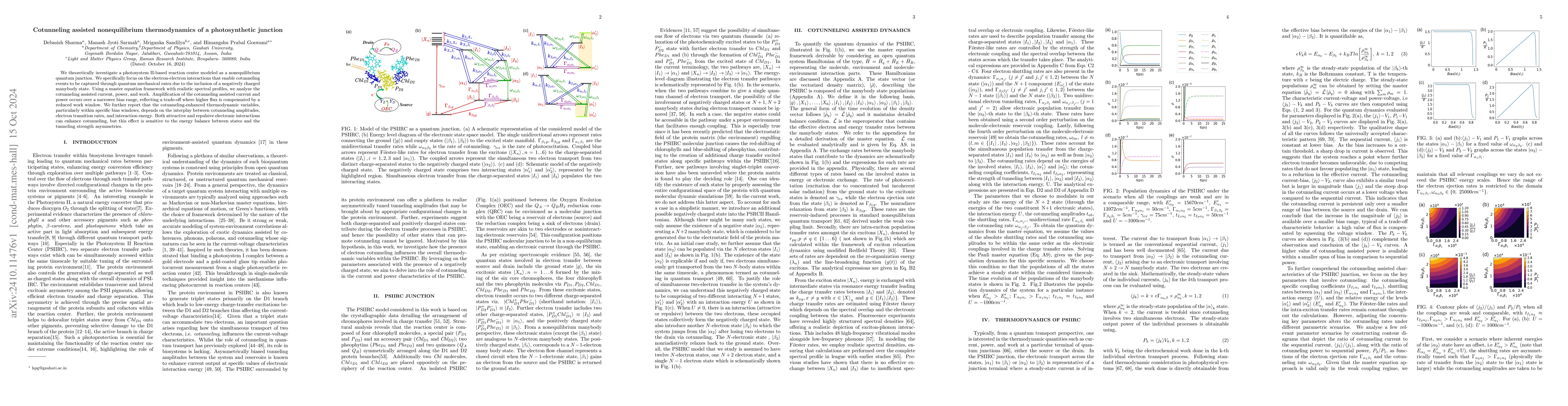Thumbnail for Cotunneling assisted nonequilibrium thermodynamics of a photosynthetic
  junction