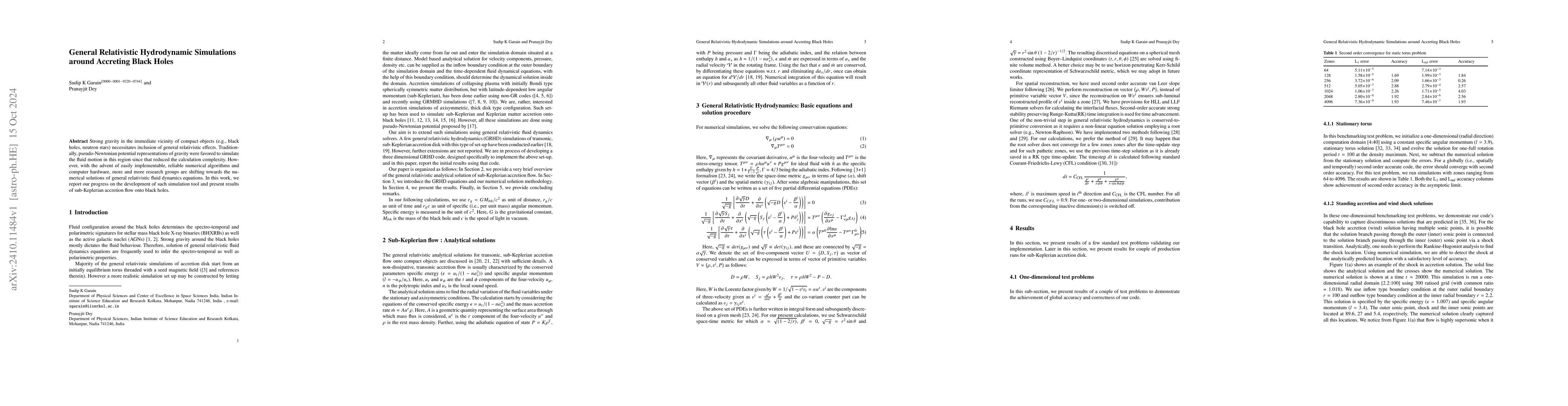 Thumbnail for General Relativistic Hydrodynamic Simulations around Accreting Black
  Holes