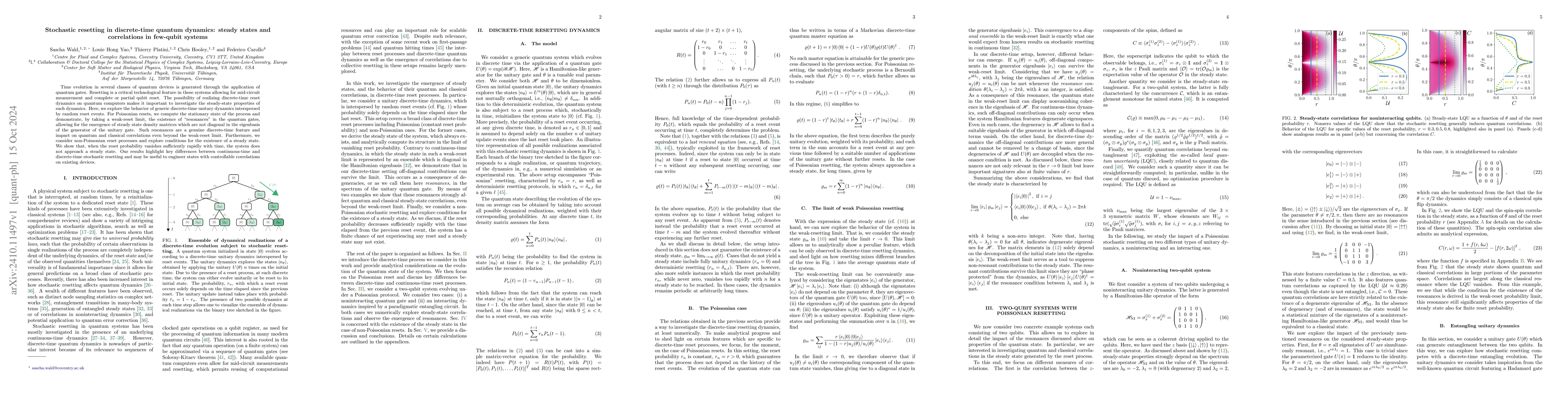 Thumbnail for Stochastic resetting in discrete-time quantum dynamics: steady states
  and correlations in few-qubit systems
