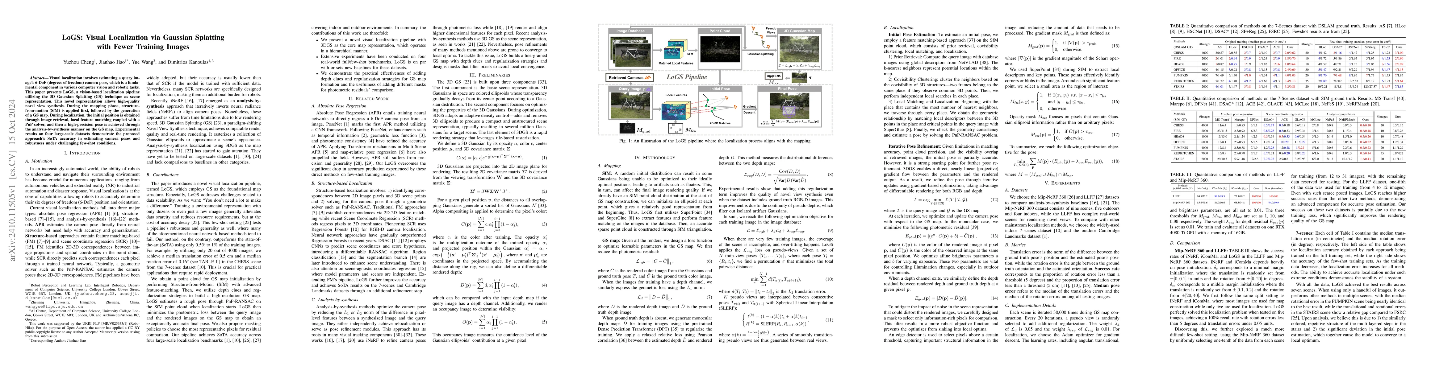 Thumbnail for LoGS: Visual Localization via Gaussian Splatting with Fewer Training
  Images