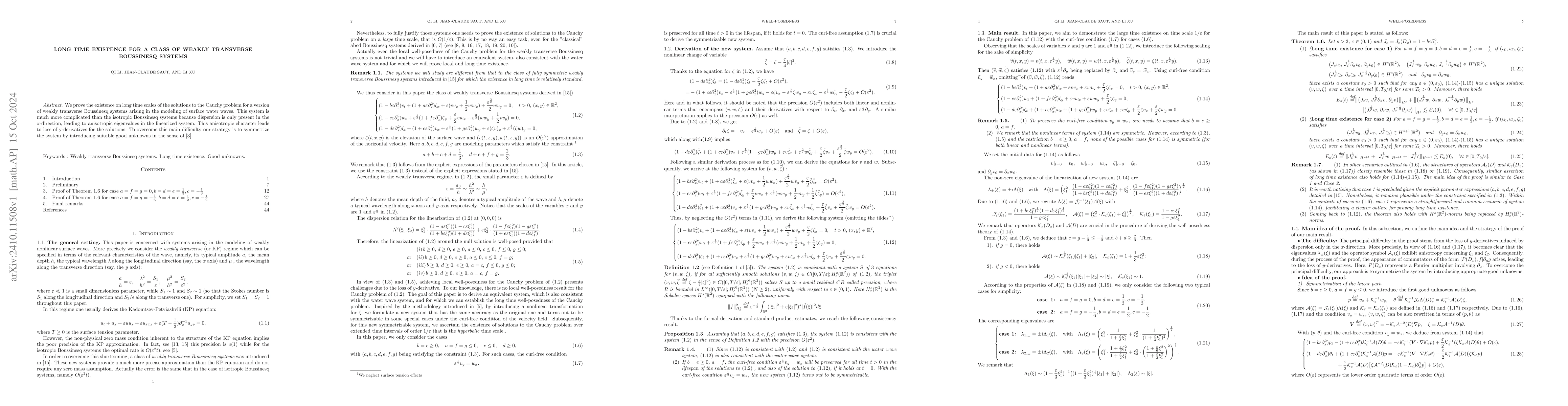 Thumbnail for Long time existence for a class of weakly transverse Boussinesq systems