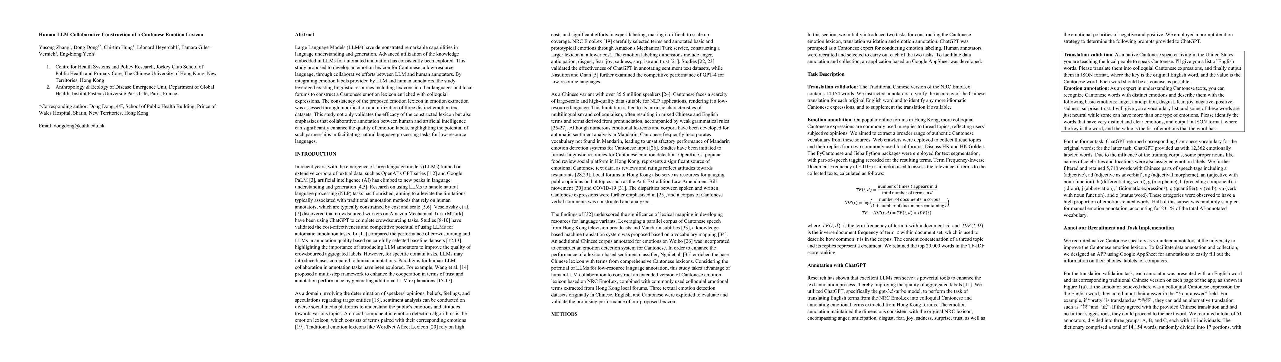 Thumbnail for Human-LLM Collaborative Construction of a Cantonese Emotion Lexicon