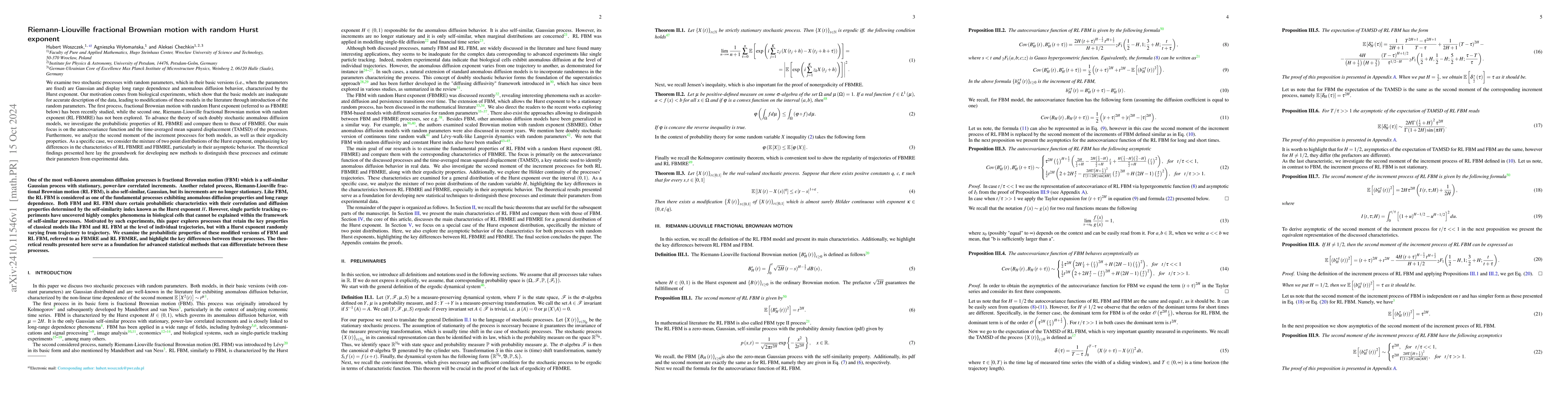 Thumbnail for Riemann-Liouville fractional Brownian motion with random Hurst exponent