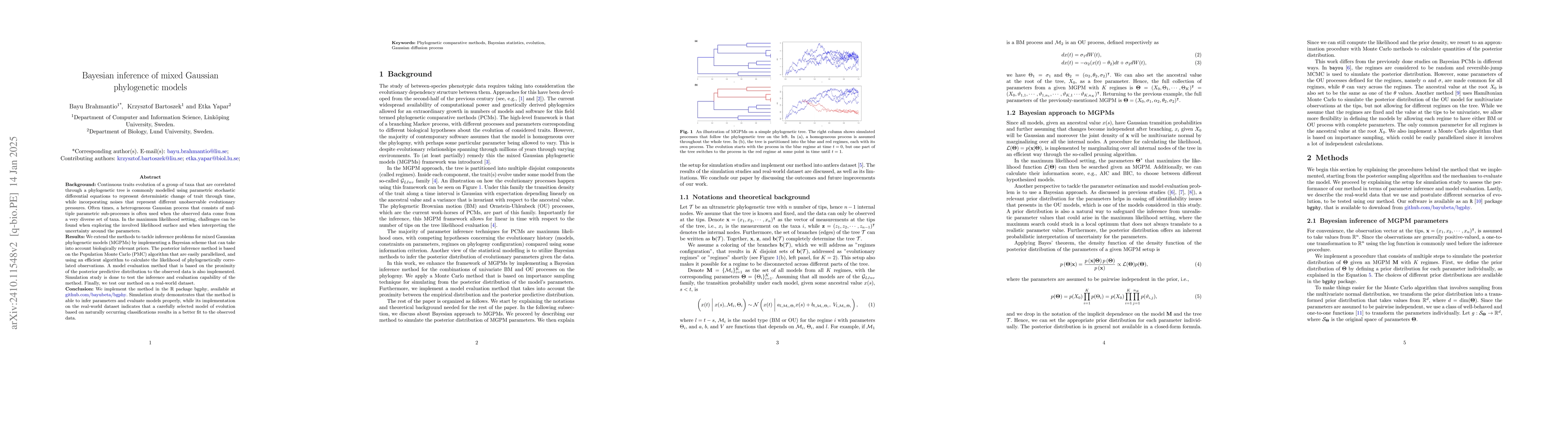 Thumbnail for Bayesian inference of mixed Gaussian phylogenetic models