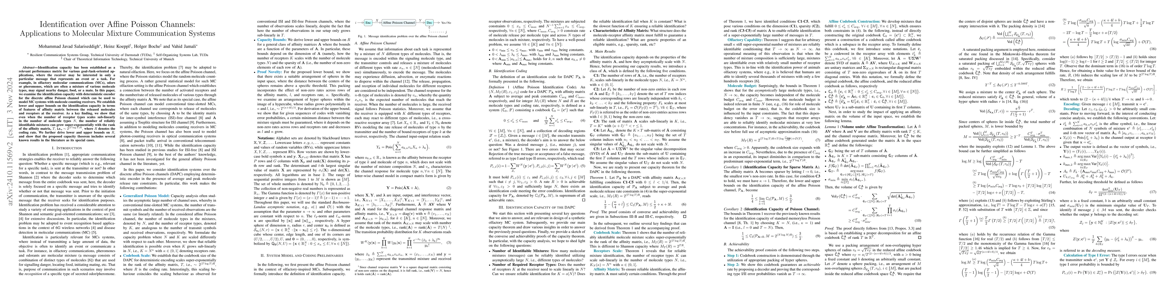 Thumbnail for Identification over Affine Poisson Channels: Applications to Molecular
  Mixture Communication Systems