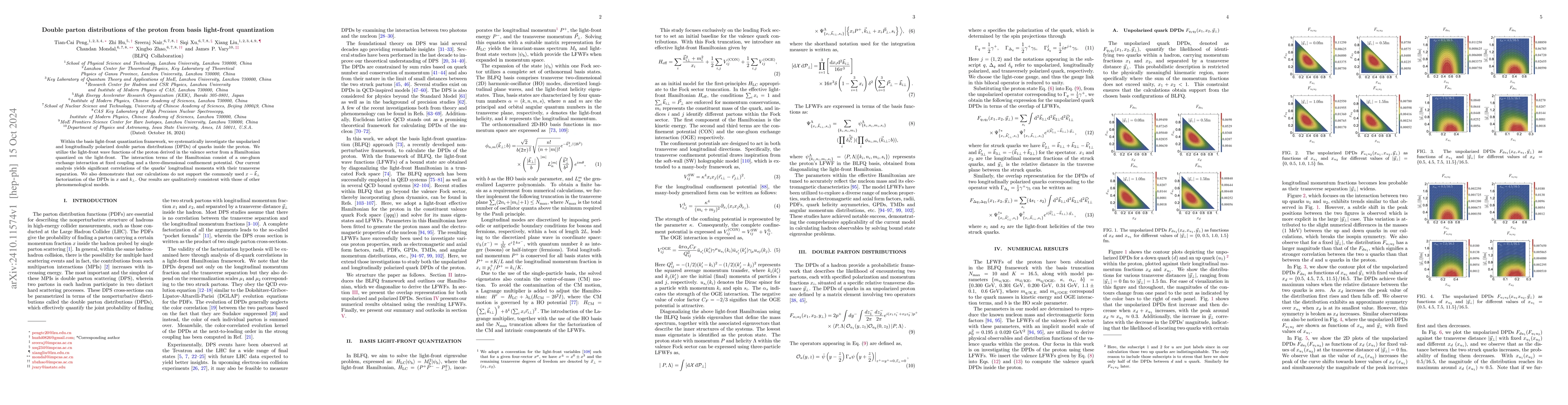Thumbnail for Double parton distributions of the proton from basis light-front
  quantization