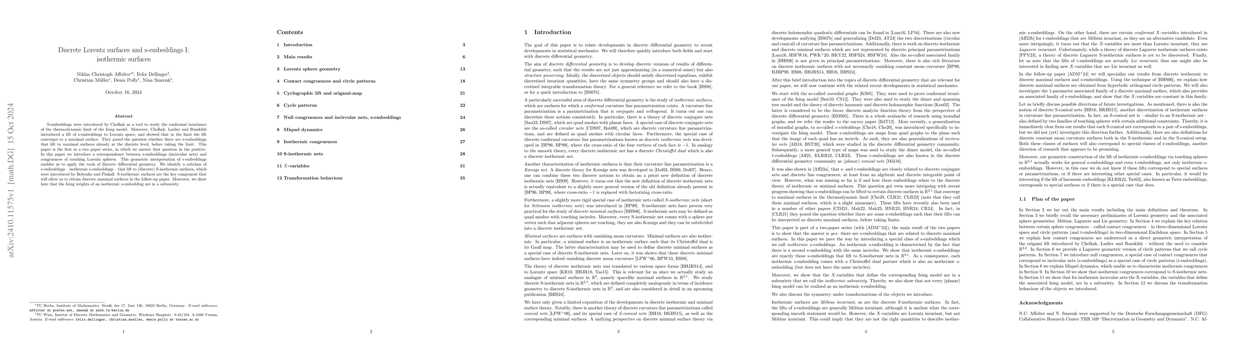Thumbnail for Discrete Lorentz surfaces and s-embeddings I: isothermic surfaces