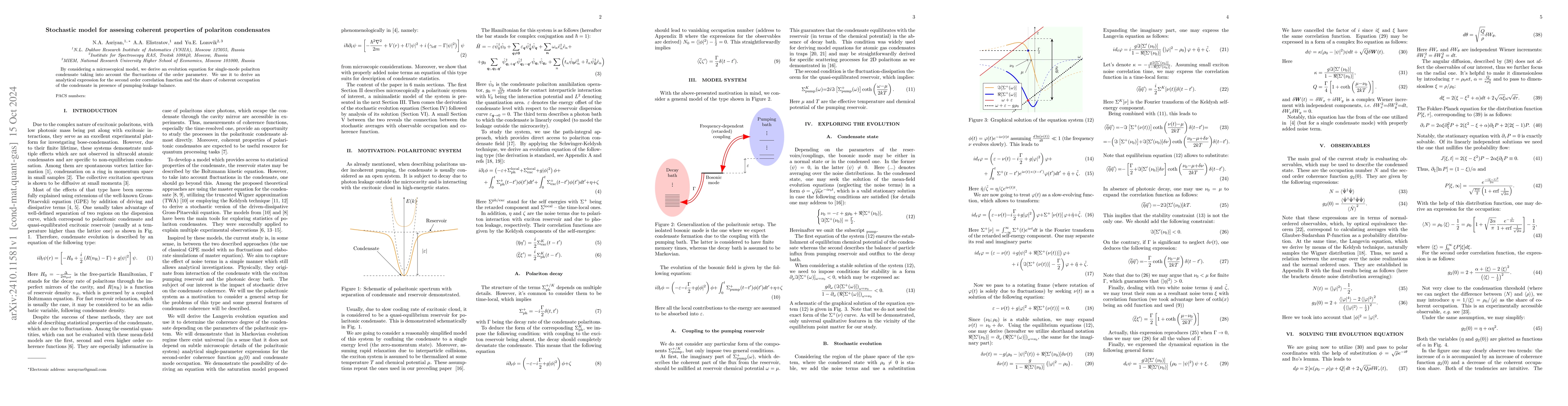 Thumbnail for Stochastic model for assesing coherent properties of polariton
  condensates