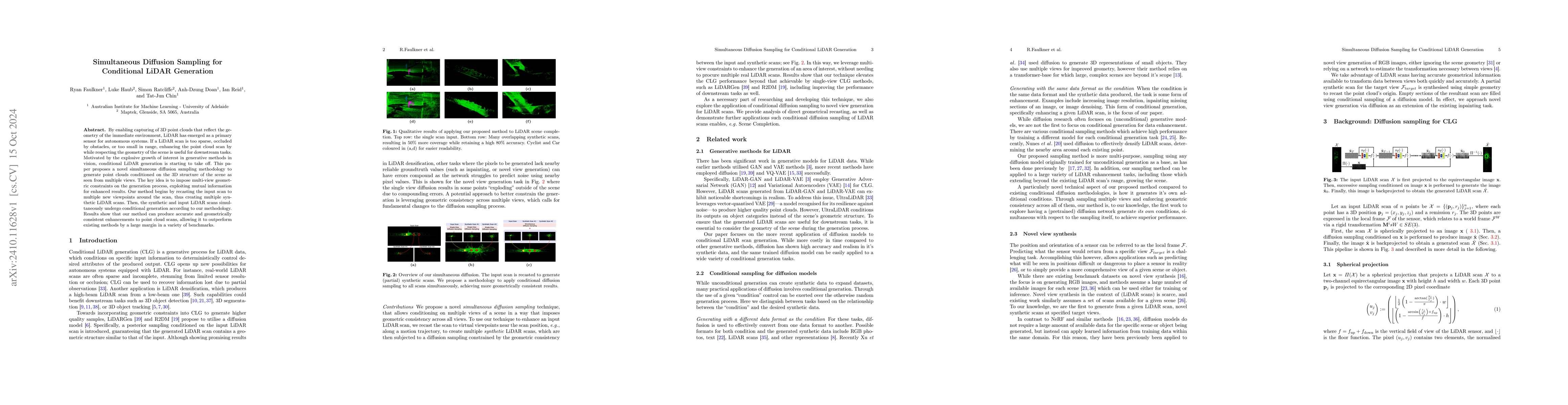 Thumbnail for Simultaneous Diffusion Sampling for Conditional LiDAR Generation