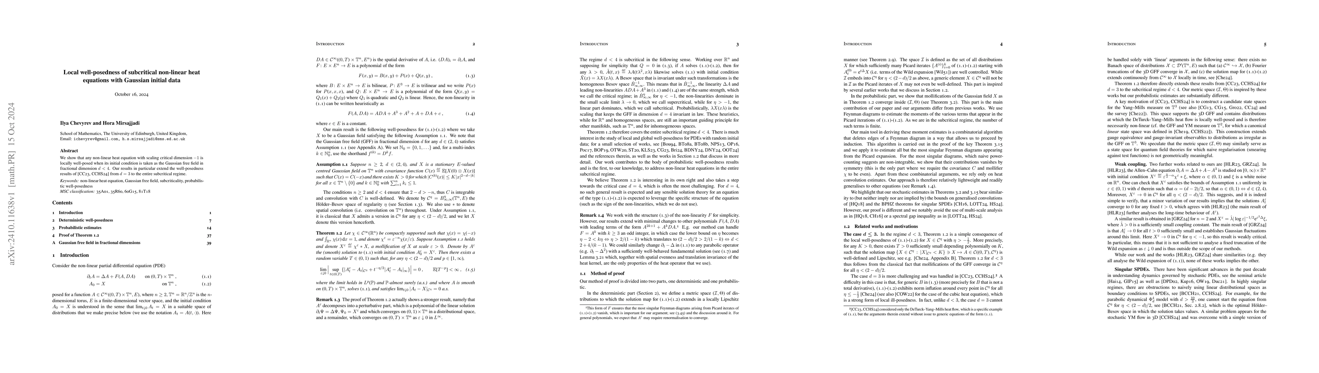 Thumbnail for Local well-posedness of subcritical non-linear heat equations with
  Gaussian initial data