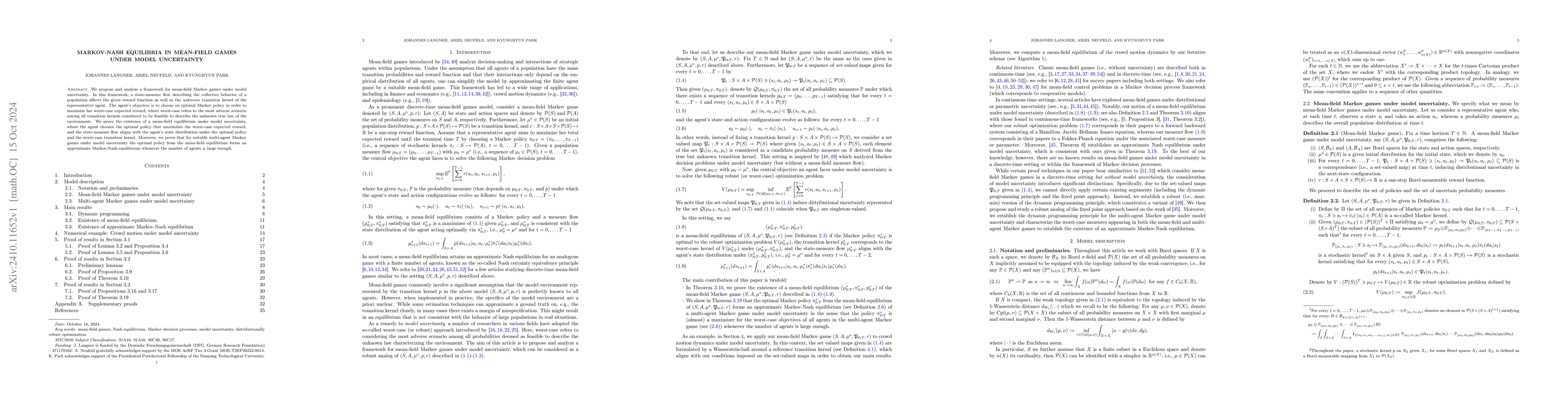 Thumbnail for Markov-Nash equilibria in mean-field games under model uncertainty