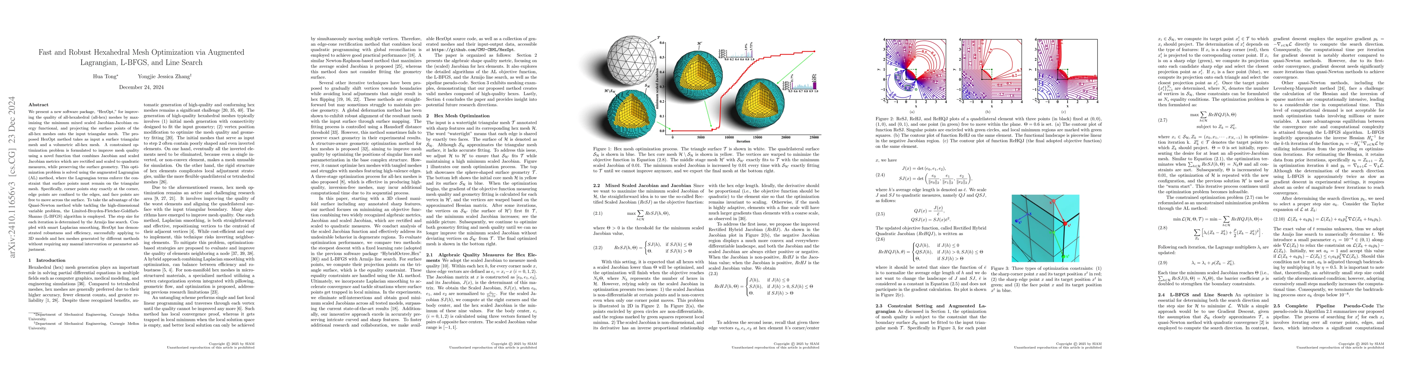 Thumbnail for Fast and Robust Hexahedral Mesh Optimization via Augmented Lagrangian,
  L-BFGS, and Line Search