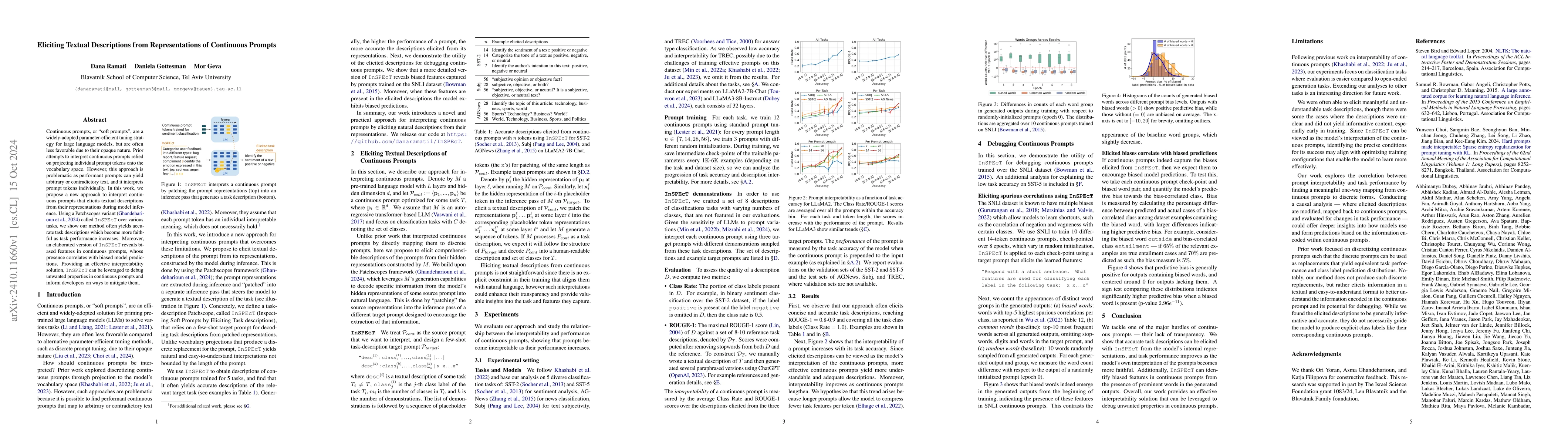 Thumbnail for Eliciting Textual Descriptions from Representations of Continuous
  Prompts