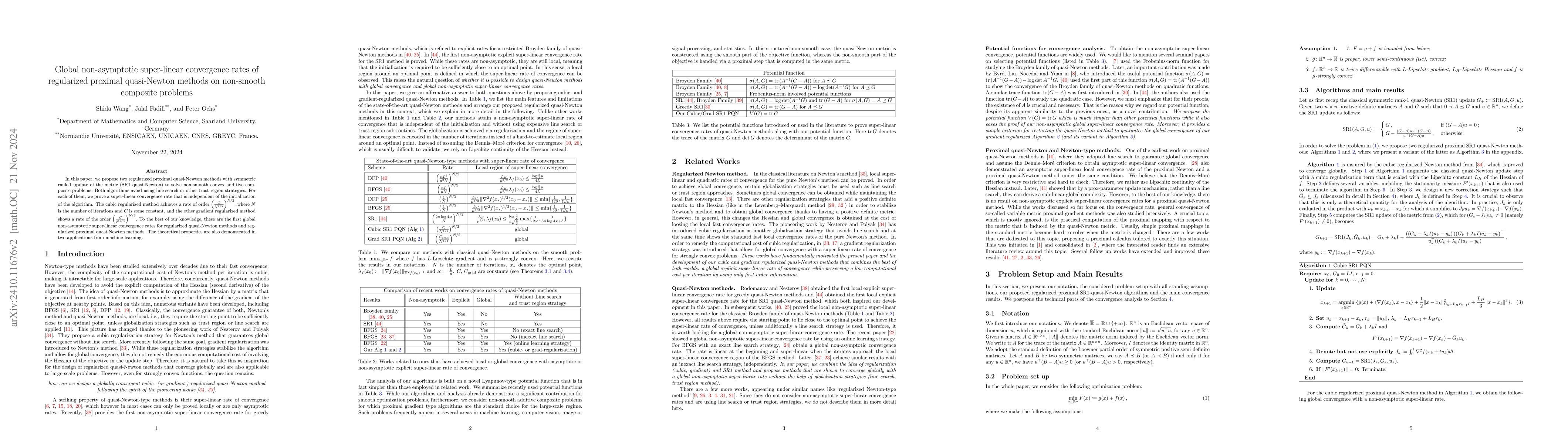 Thumbnail for Global non-asymptotic super-linear convergence rates of regularized
  proximal quasi-Newton methods on non-smooth composite problems