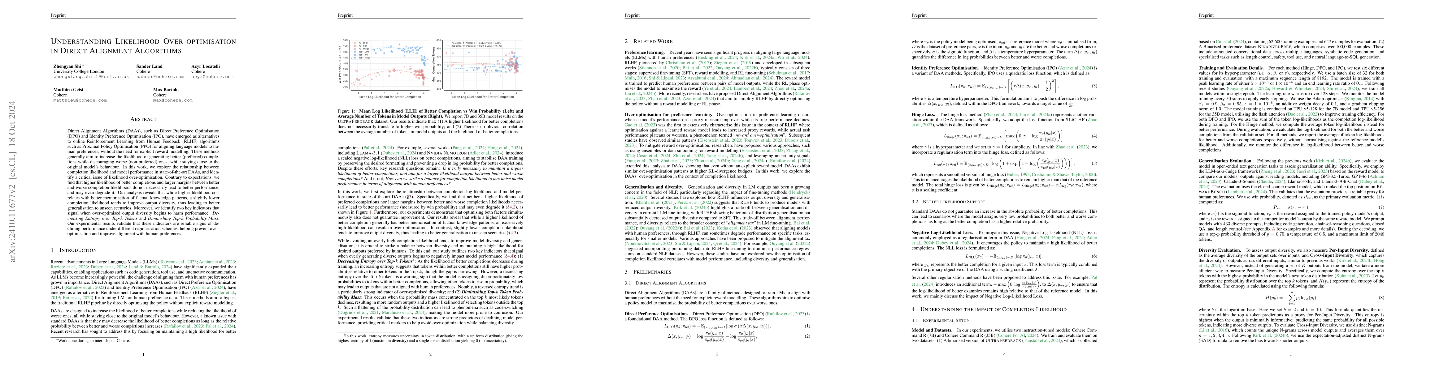 Thumbnail for Understanding Likelihood Over-optimisation in Direct Alignment
  Algorithms