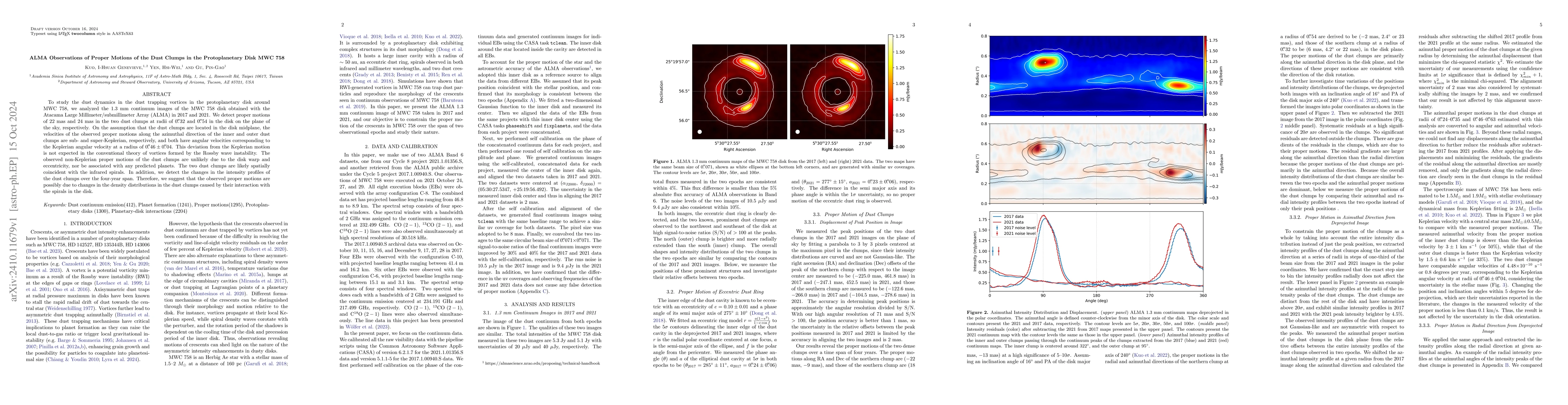 Thumbnail for ALMA Observations of Proper Motions of the Dust Clumps in the
  Protoplanetary Disk MWC 758
