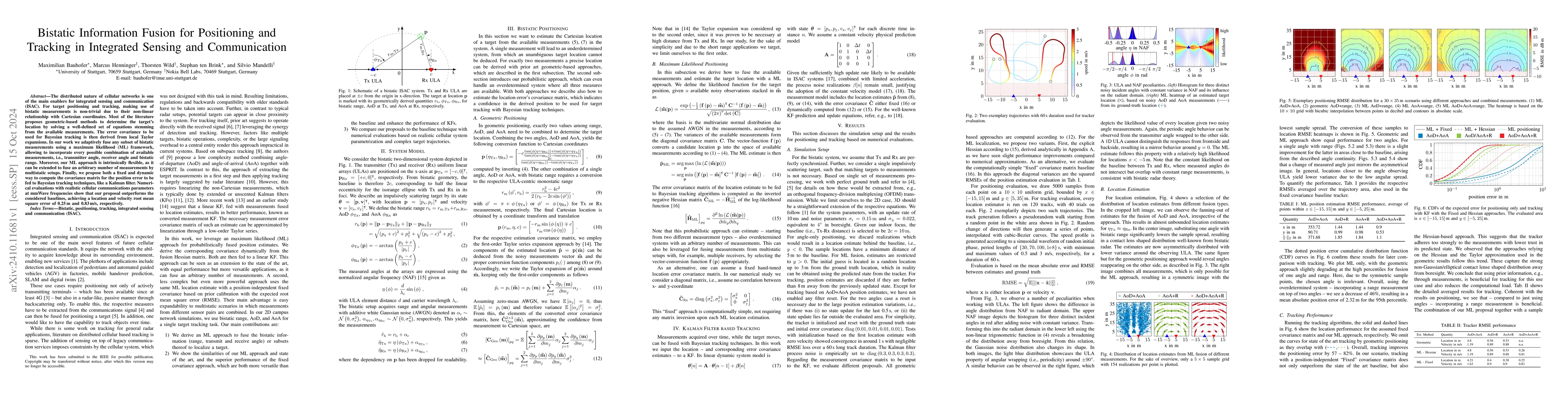 Thumbnail for Bistatic Information Fusion for Positioning and Tracking in Integrated
  Sensing and Communication