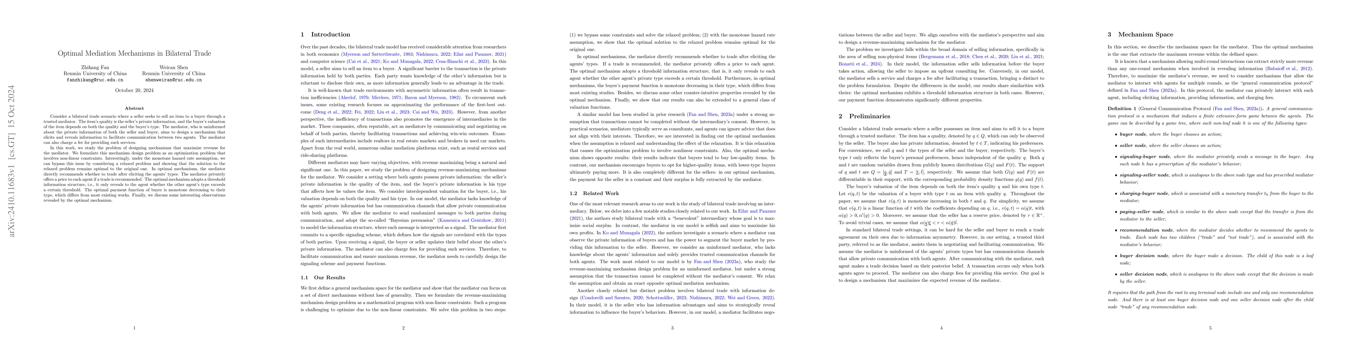 Thumbnail for Optimal Mediation Mechanisms in Bilateral Trade