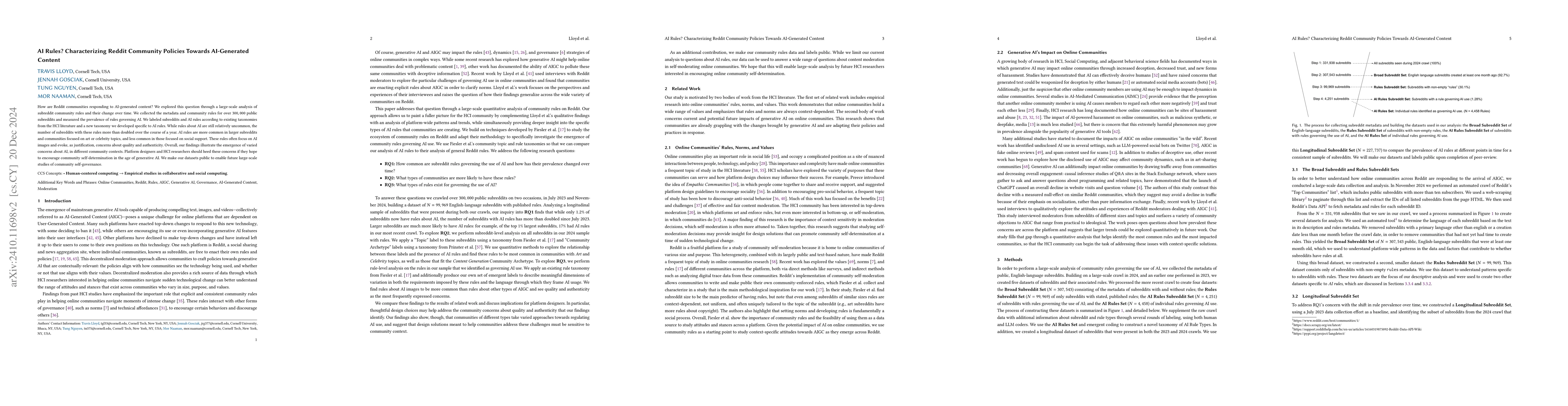 Thumbnail for AI Rules? Characterizing Reddit Community Policies Towards AI-Generated
  Content