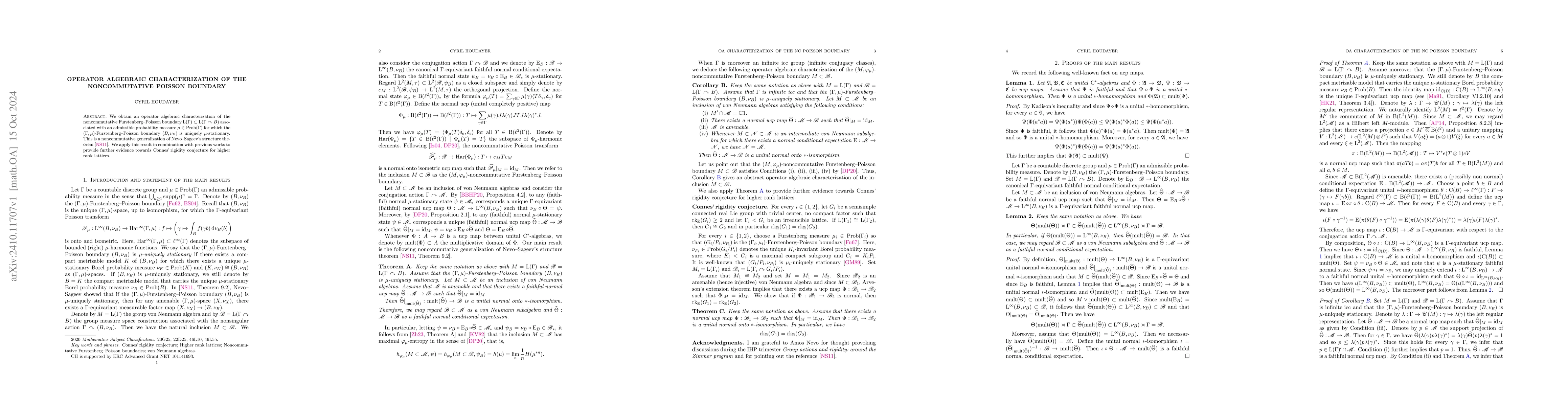 Thumbnail for Operator algebraic characterization of the noncommutative Poisson
  boundary
