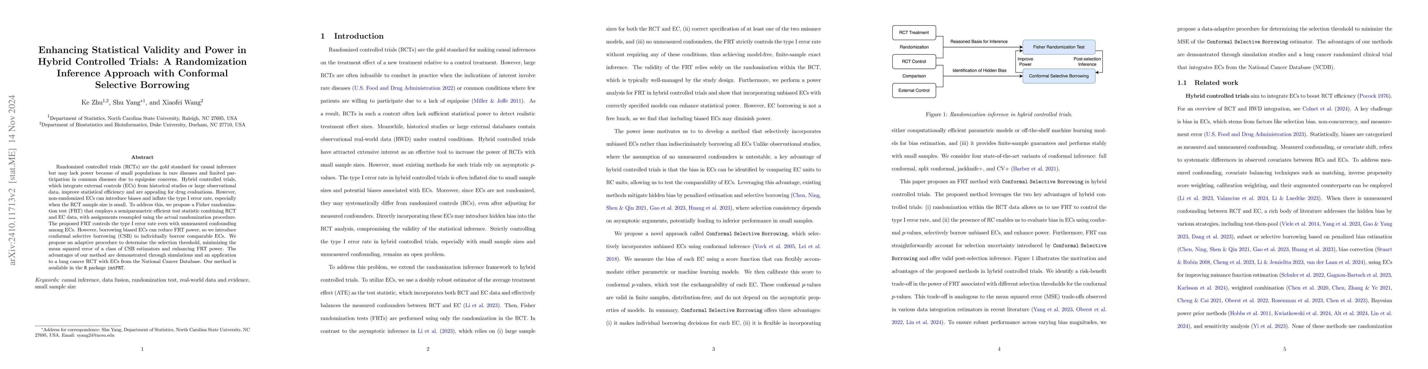 Thumbnail for Enhancing Statistical Validity and Power in Hybrid Controlled Trials: A
  Randomization Inference Approach with Conformal Selective Borrowing