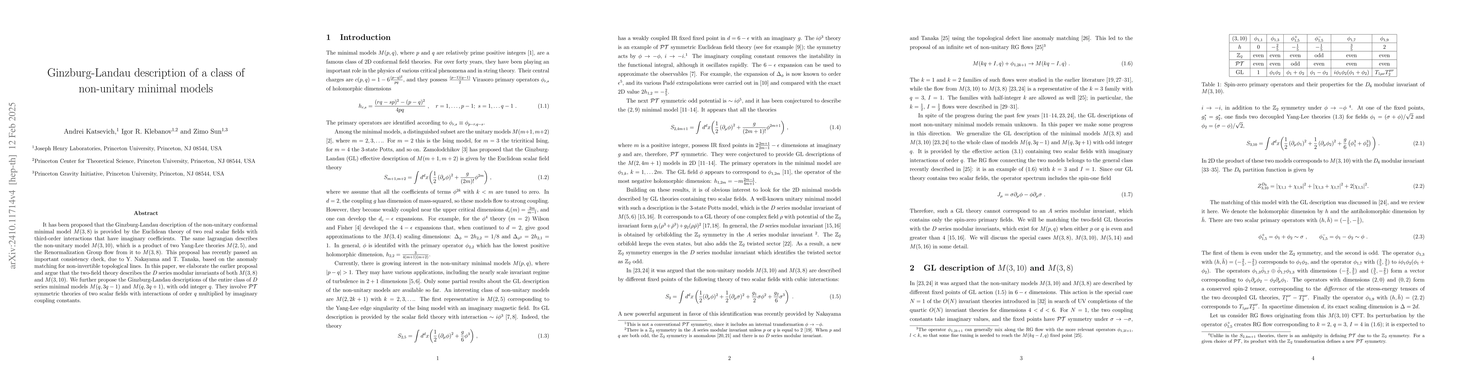 Thumbnail for Ginzburg-Landau description of a class of non-unitary minimal models