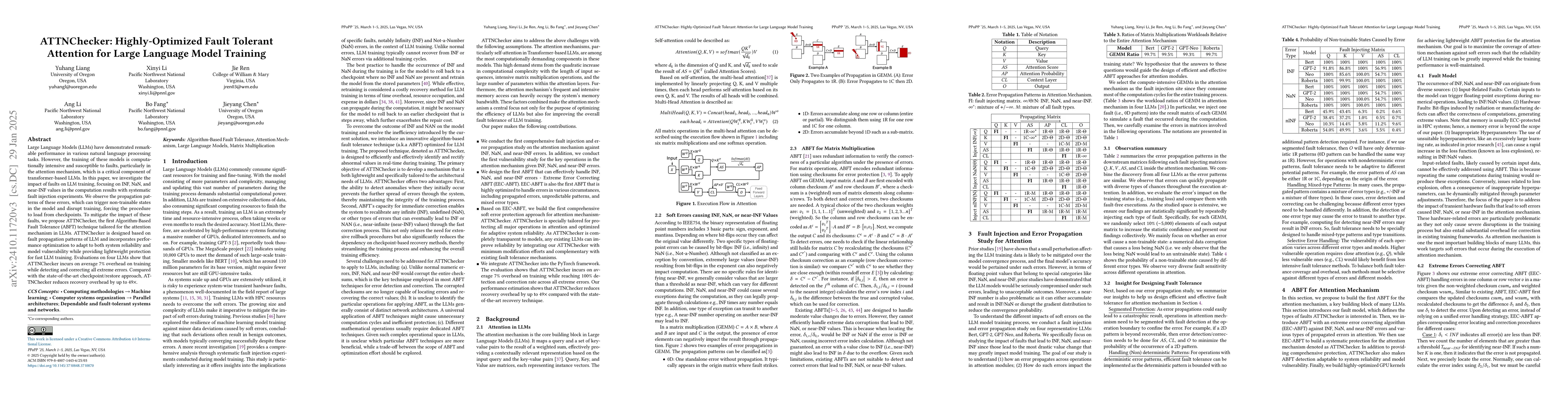 Thumbnail for Light-Weight Fault Tolerant Attention for Large Language Model Training