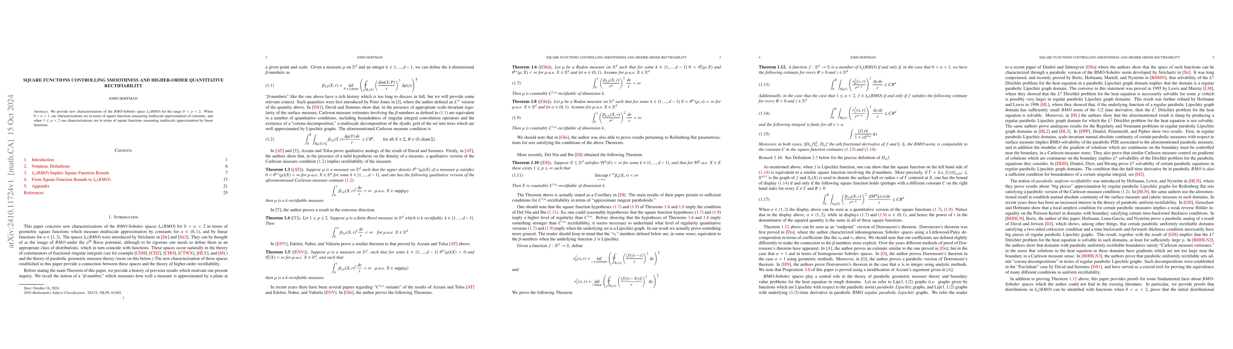 Thumbnail for Square Functions Controlling Smoothness and Higher-Order Rectifiability