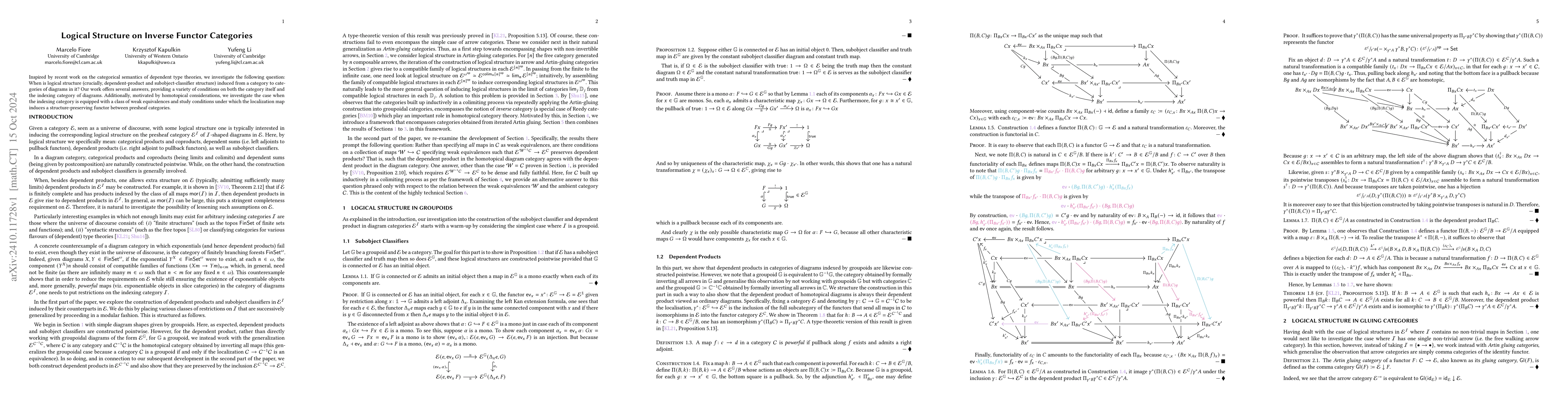 Thumbnail for Logical Structure on Inverse Functor Categories