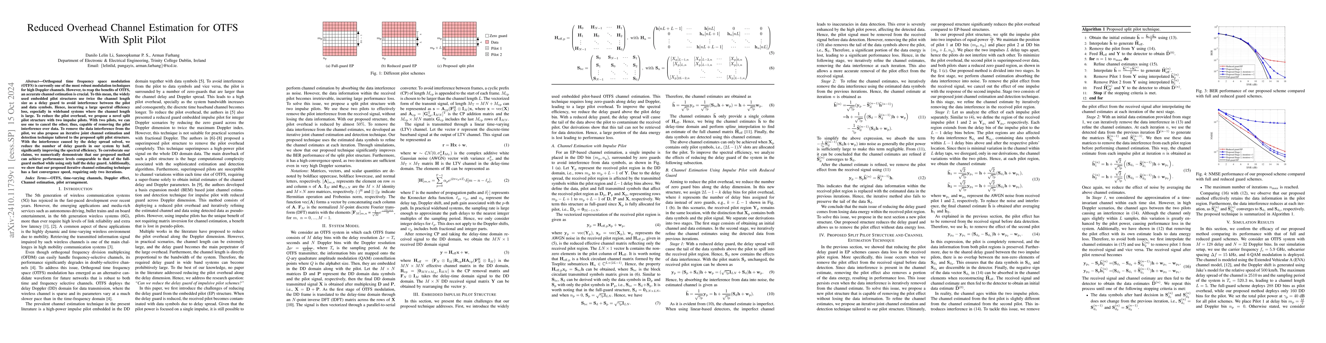 Thumbnail for Reduced Overhead Channel Estimation for OTFS With Split Pilot