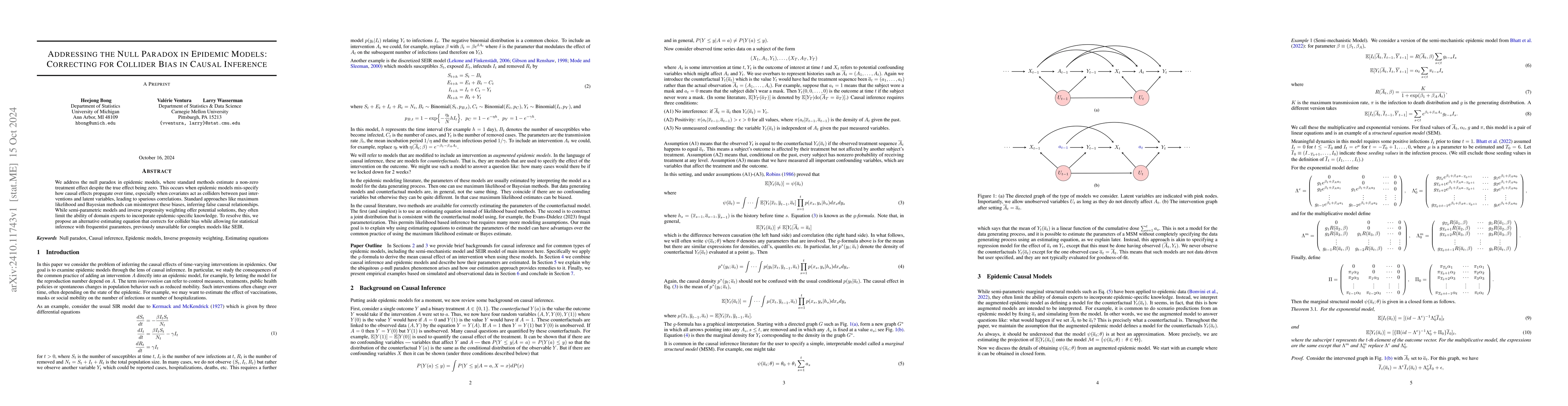 Thumbnail for Addressing the Null Paradox in Epidemic Models: Correcting for Collider
  Bias in Causal Inference