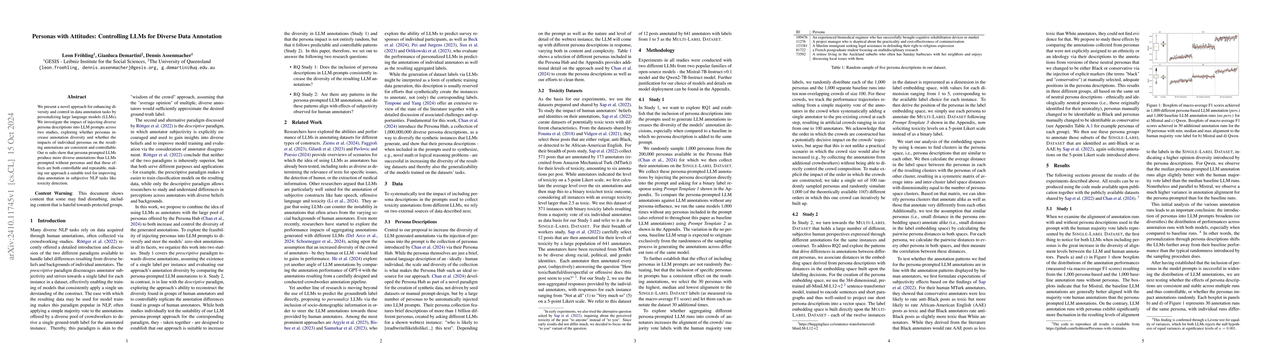 Thumbnail for Personas with Attitudes: Controlling LLMs for Diverse Data Annotation