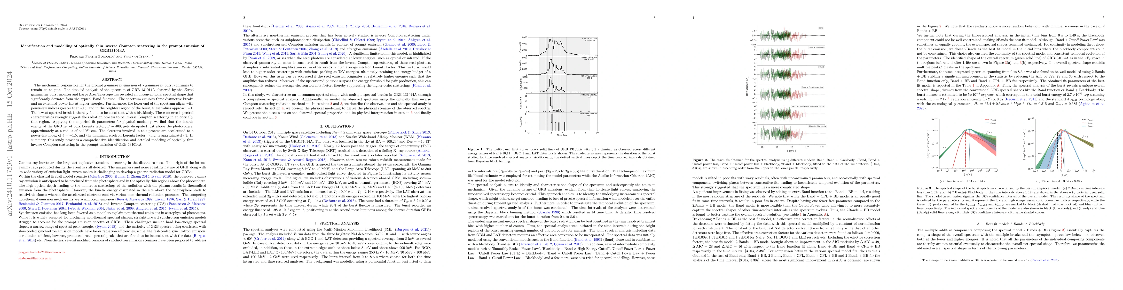 Thumbnail for Identification and modelling of optically thin inverse Compton
  scattering in the prompt emission of GRB131014A