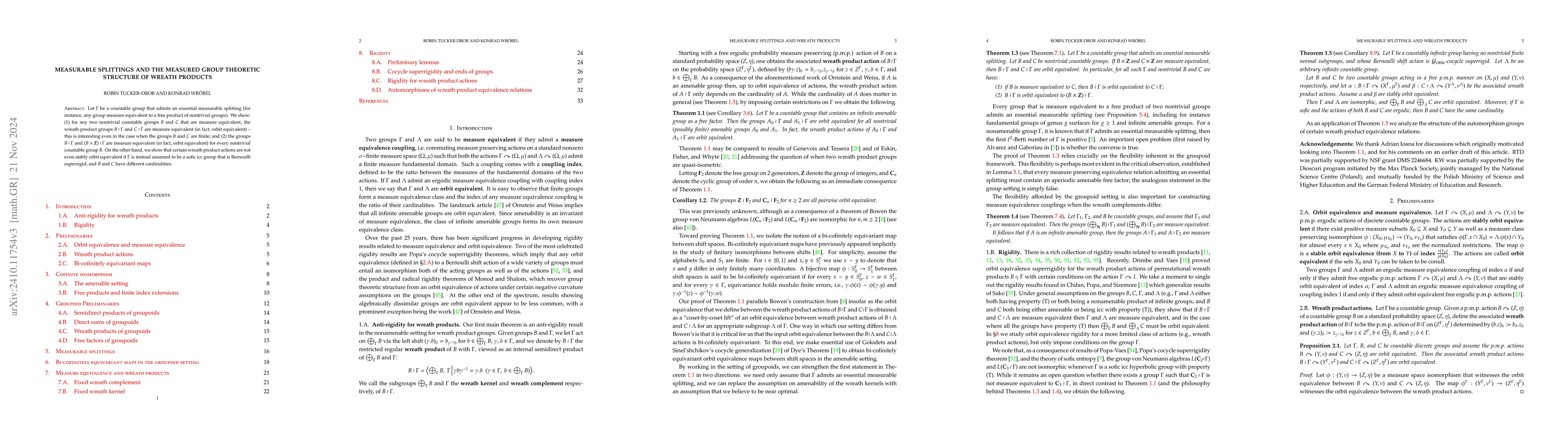 Thumbnail for Measurable splittings and the measured group theoretic structure of
  wreath products