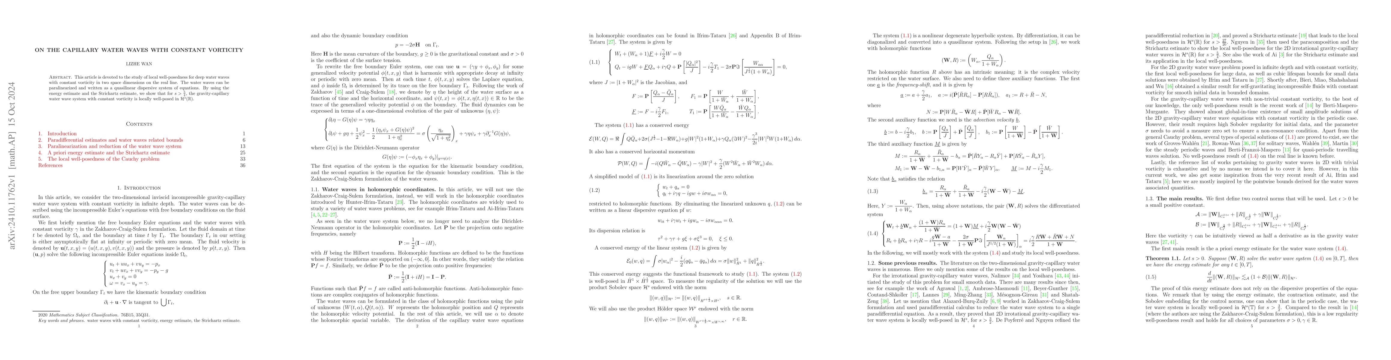 Thumbnail for On the capillary water waves with constant vorticity