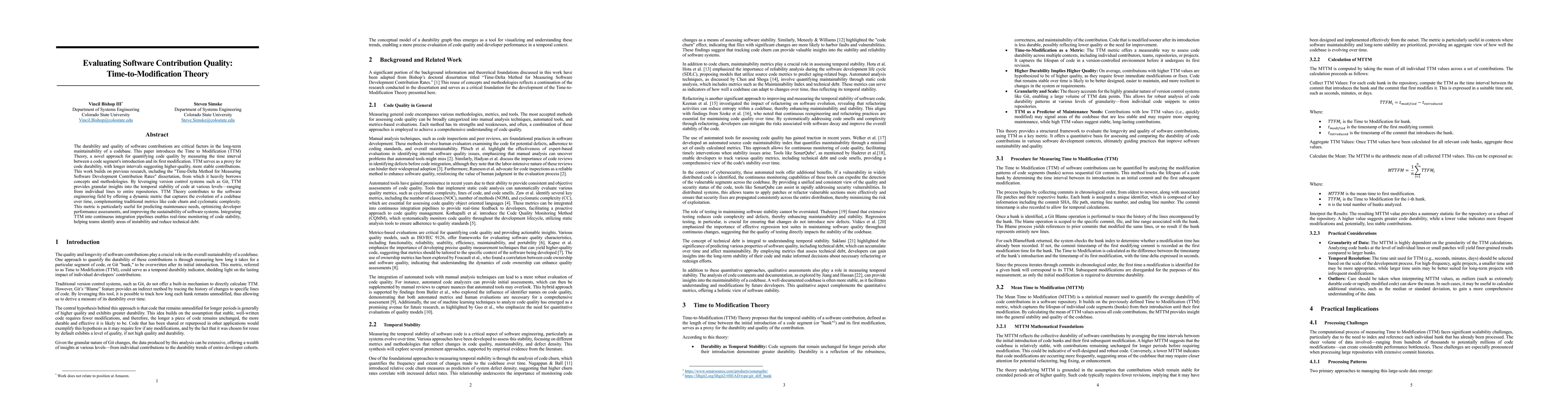 Thumbnail for Evaluating Software Contribution Quality: Time-to-Modification Theory