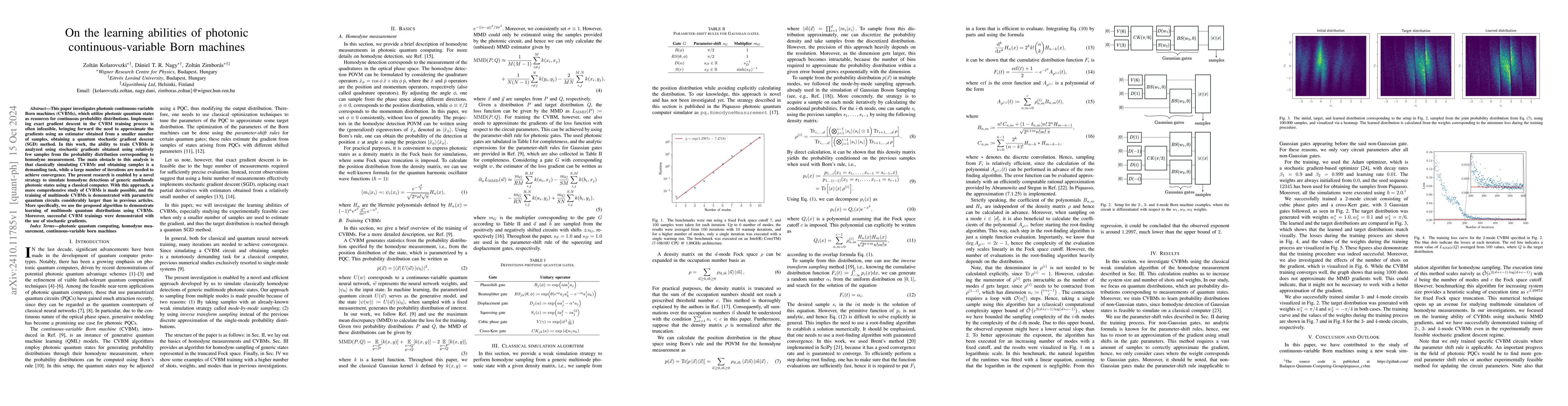 Thumbnail for On the learning abilities of photonic continuous-variable Born machines