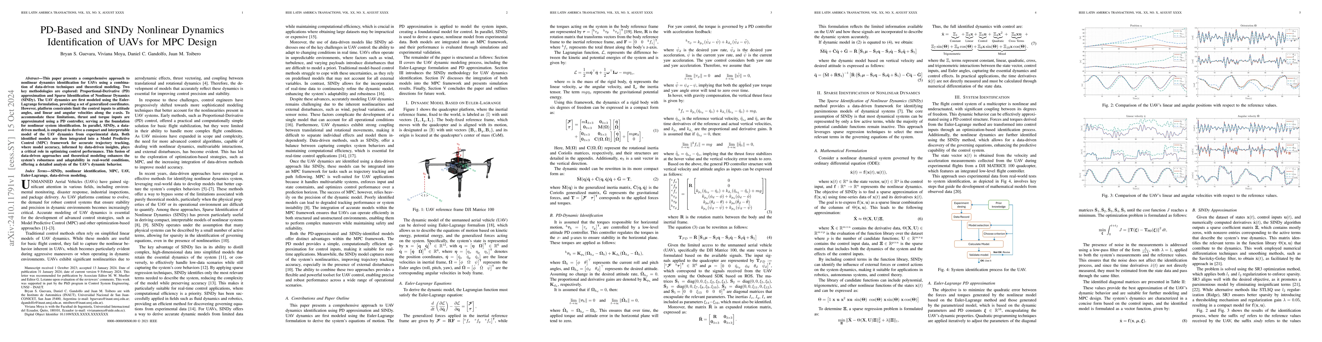 Thumbnail for PD-Based and SINDy Nonlinear Dynamics Identification of UAVs for MPC
  Design