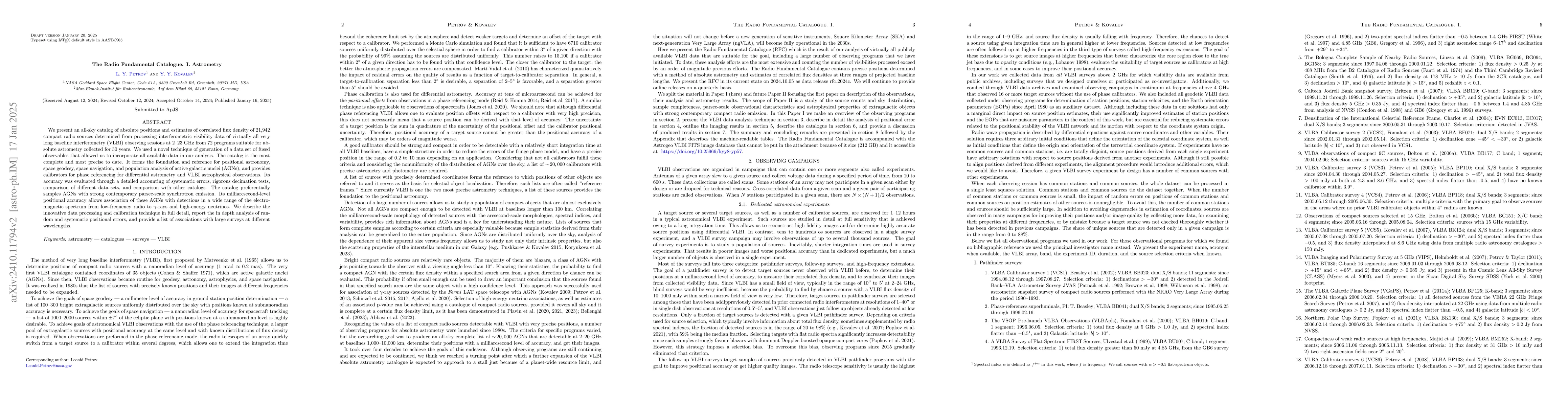 Thumbnail for The Radio Fundamental Catalogue. I. Astrometry