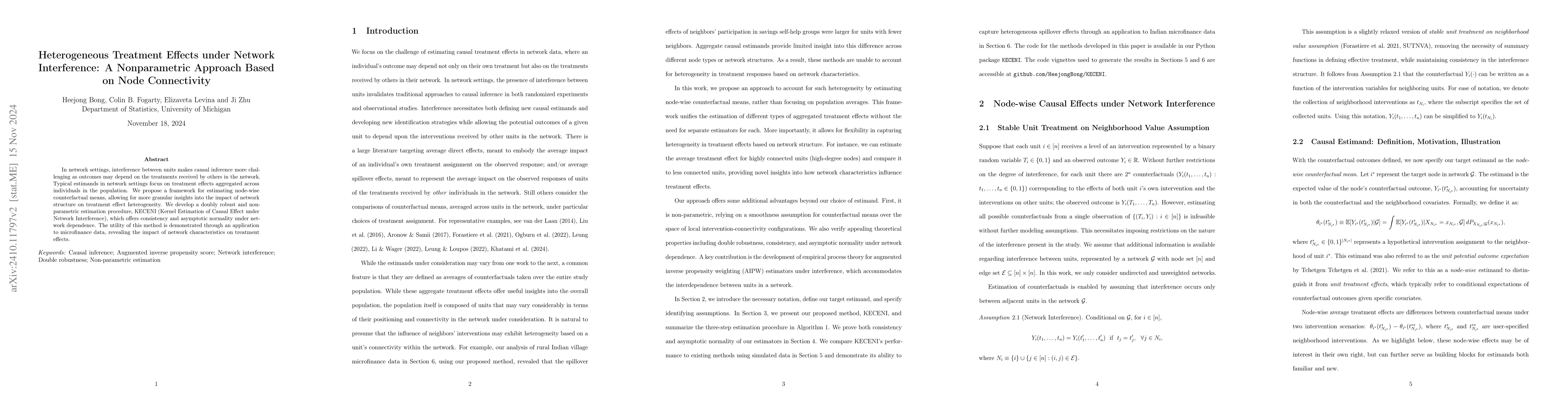 Thumbnail for Heterogeneous Treatment Effects under Network Interference: A
  Nonparametric Approach Based on Node Connectivity