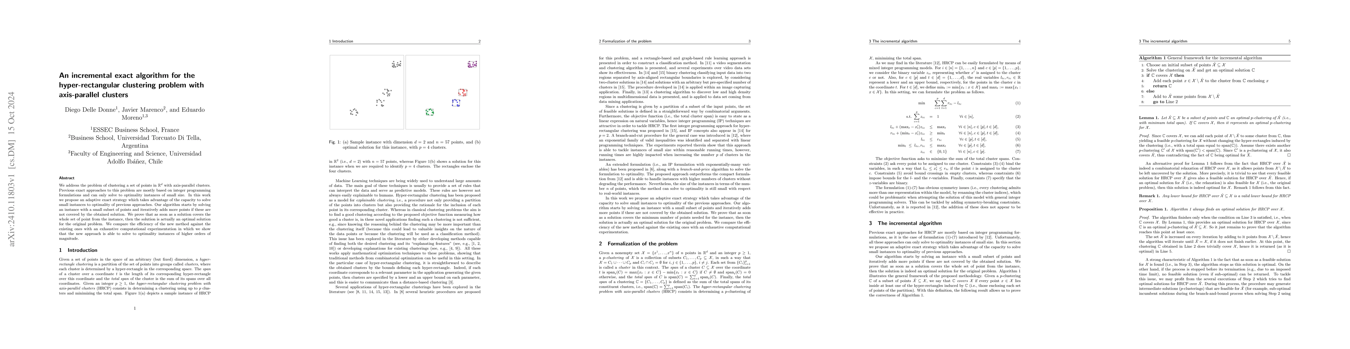 Thumbnail for An incremental exact algorithm for the hyper-rectangular clustering
  problem with axis-parallel clusters