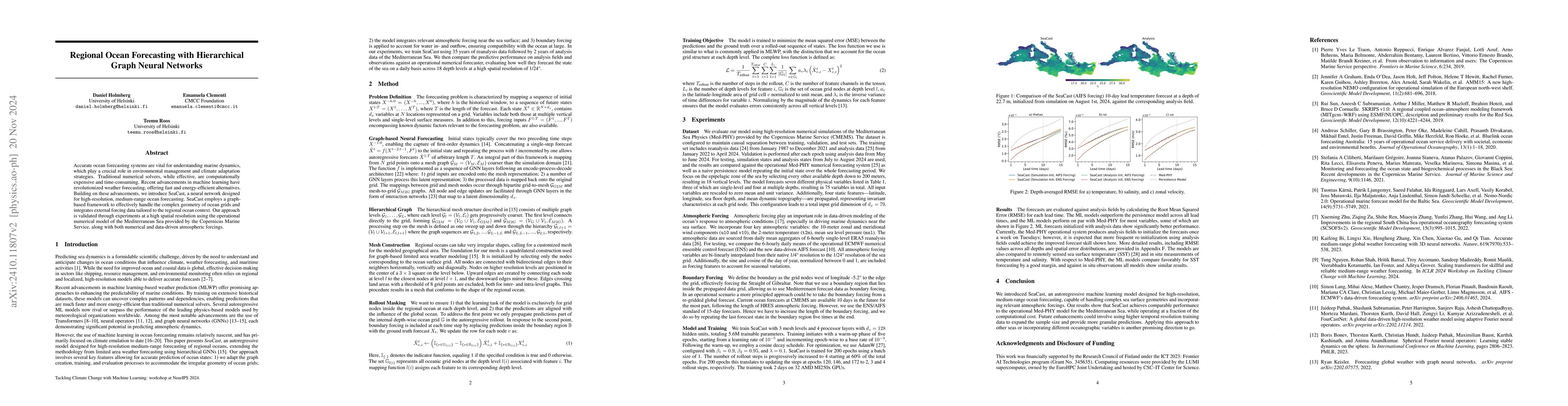 Thumbnail for Regional Ocean Forecasting with Hierarchical Graph Neural Networks